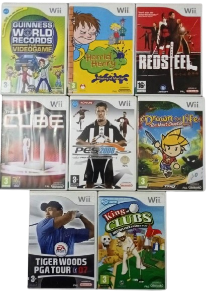 Joc Nintendo Wii Horrid Henry + Red Steel  + King of Clubs + The Cube + PES 2008 + Guinness World Records videogame + Tiger woods 07 + Drawn to Life