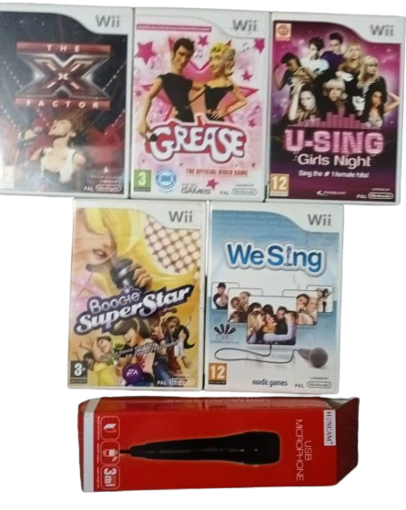 Gra Nintendo Wii USB MIC + X FActor + Grease + U-Sing + We Sing + Boogie Superstar