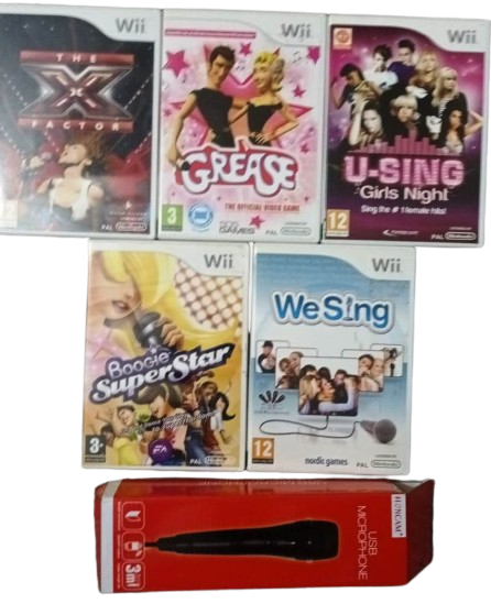Hra Nintendo Wii USB MIC + X FActor + Grease + U-Sing + We Sing + Boogie Superstar