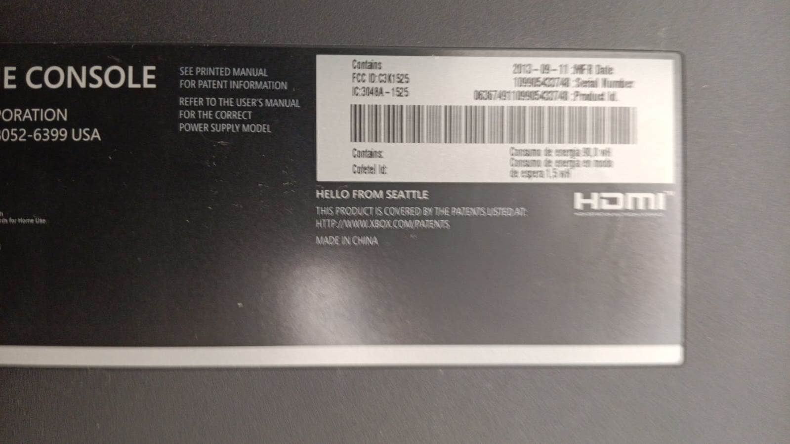 Consola XBOX One 500 GB - SN 109905433748 - (006)